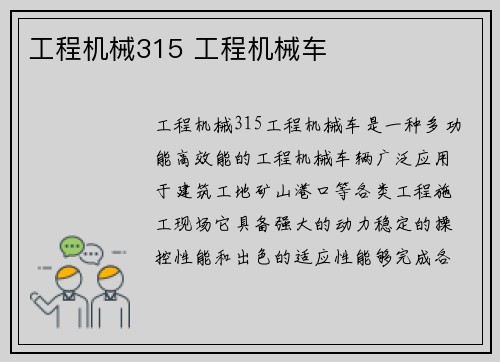 工程机械315 工程机械车
